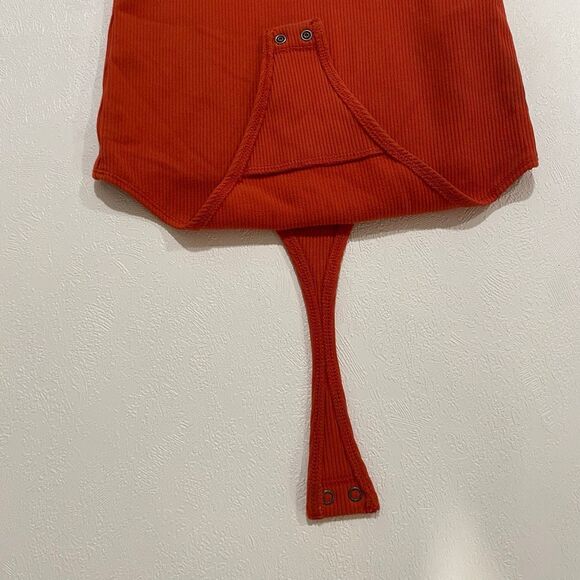 Abercrombie & Fitch Strapless Ribbed Bodysuit XS Rust Orange Tube Bodysuit Soft - Picture 8 of 8